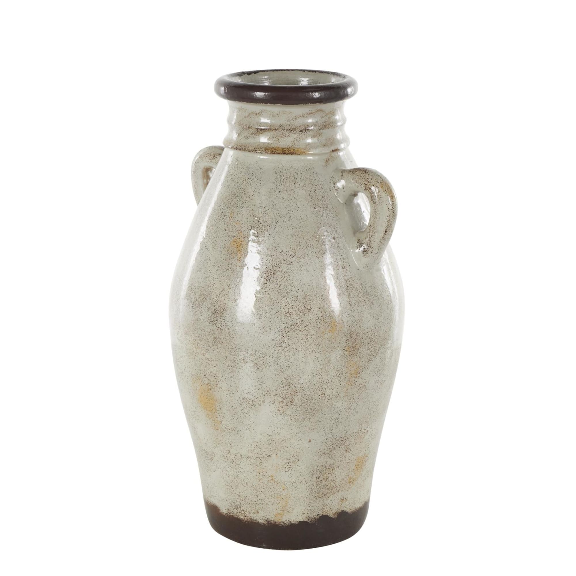 18" Cream Ceramic Antique Style Amphora Vase